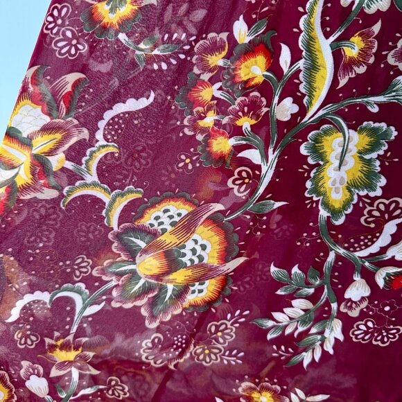 Time & Tru Floral Boho Dress M Multicolor Long Sleeve Peasant Pleated Babydoll b - Picture 9 of 12